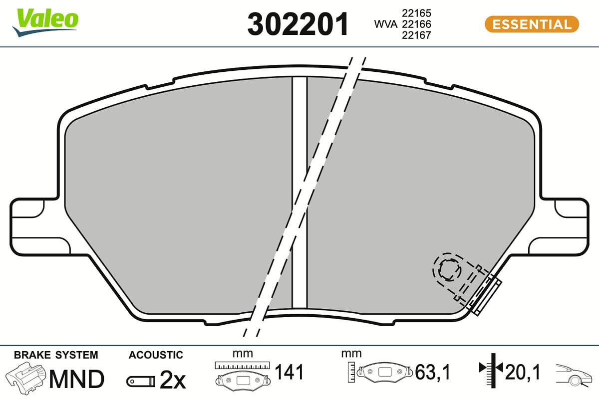 Jeu de 4 plaquettes de frein VALEO ref. 302201